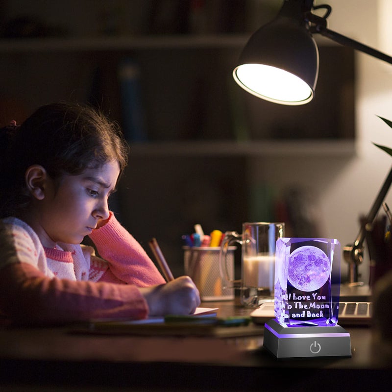 hochance 3D Moon Crystal Night Lamp with Adjustable LED Multicolor Lights for Girlfriend, Wife - Valentine's Day, Anniversary,Birthday Presents, Christmas Gifts for Her - Image 5